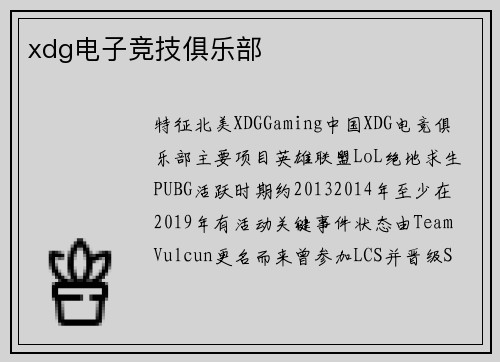 xdg电子竞技俱乐部
